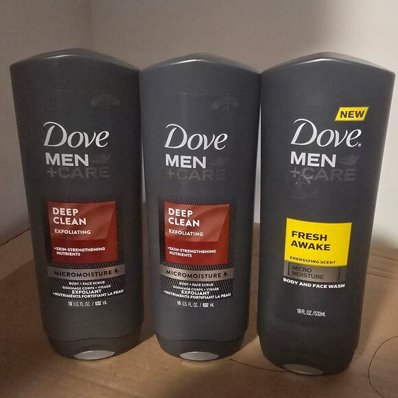 Dove Men Care Deep Clean Exfoliating Fresh Awake Body Face Wash Scrub - Picture 1 of 2